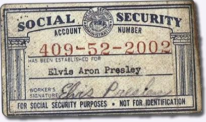 Elvis Presley Social Security Card 1950