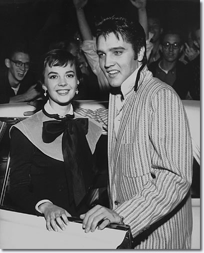 Natalie Wood and Elvis Presley outside the Hotel Chisca Wednesday October 31, 1956.