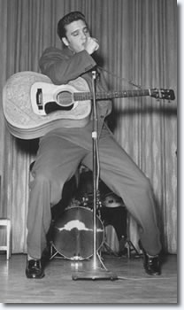 Elvis Presley on stage at the New Frontier Hotel Las Vegas.