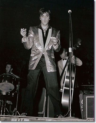D.J. Fontana, Elvis, Bill Black and the Jordanaires onstage at the Auditorium in Ottawa - Apr. 3, 1957.