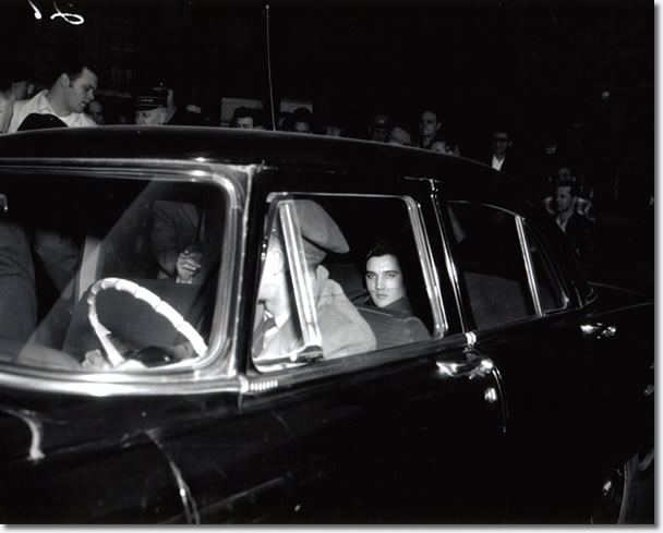 Elvis in his car after arriving at Ottawa's Union Station on the morning of April 3, 1957