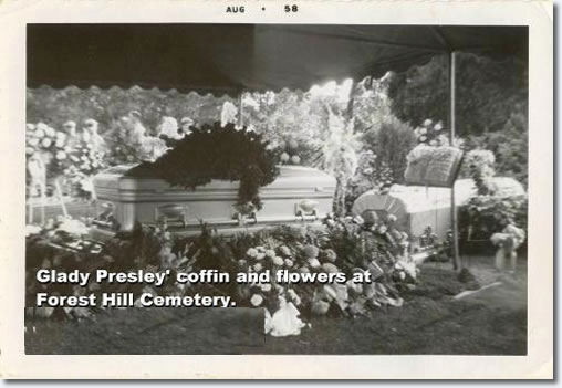 Gladys Presleys Coffin Forest Hills Cemetery August 1958.