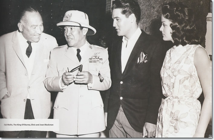 In this picture we see Hal Wallis, Indonesia's first President Kusno Soekarno [1945 to 1967], Elvis Presley Joan Blackman. Soekarno met Elvis in Hawaii while en route to the US to visit President John Kennedy.