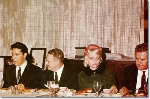 Elvis Presley, Tennessee Governor Buford Ellington, Dee Stanley [presley] and Vernon Presley : February 25, 1961 : Luncheon.