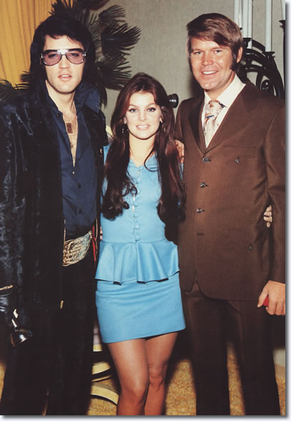 Elvis Presley Priscilla Presley and Glen Campbell at George Klein's wedding, December 5, 1970