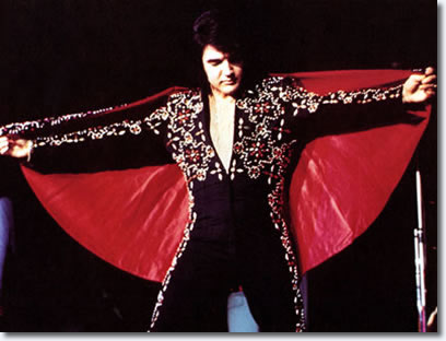 The King ... a caped Elvis closes a show in Honolulu, Hawaii in November 1972