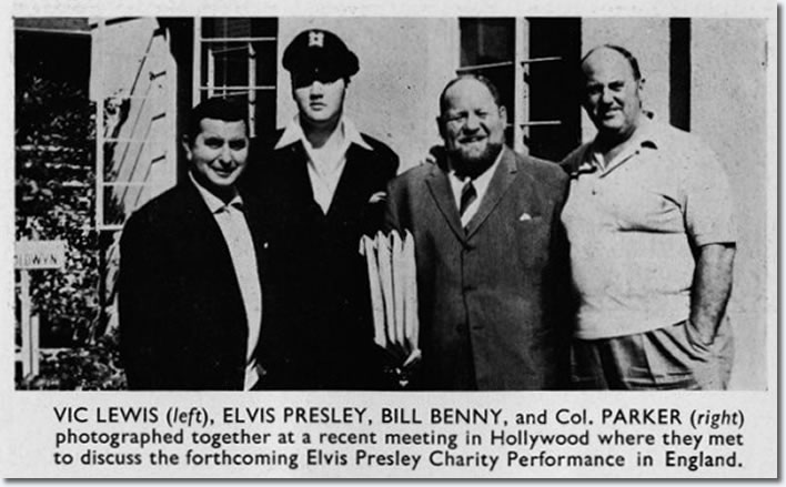 Vic Lewis, Elvis Presley, Bill Benny and Colonel Parker : Meet to discuss a Elvis Presley Charity Performance in England.