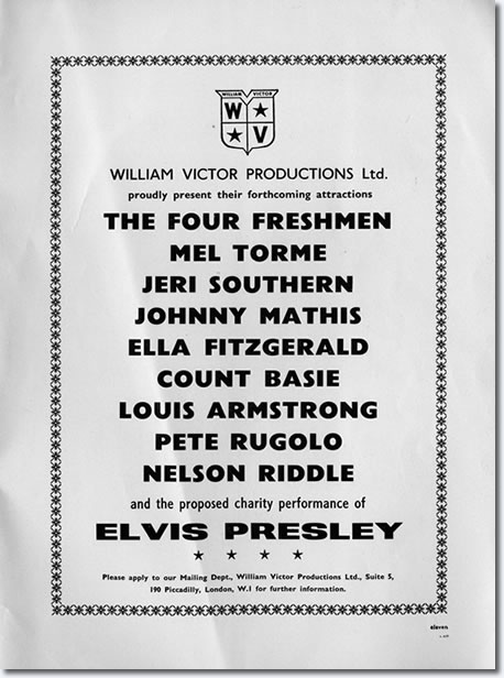The ad that announces the concert that proves it just wasn't talk. The ad appeared in a Shirley Bassey programme.