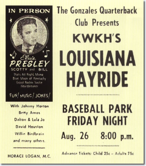Print Ad for Elvis Presley's Louisiana Hayride Performance August 26, 1955