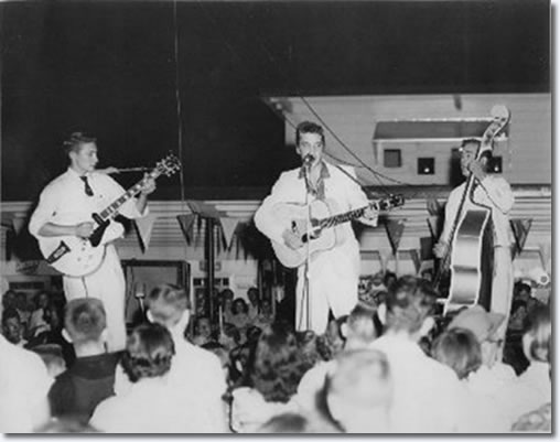 Scotty, Elvis and Bill at the Joy Drive-In Theatre in Minden - July 15, 1955