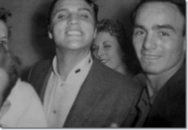 Elvis Presley with fans in an elevator after the show : April 15, 1956.