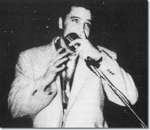 Elvis Presley on stage : The First Show : April 15, 1956.