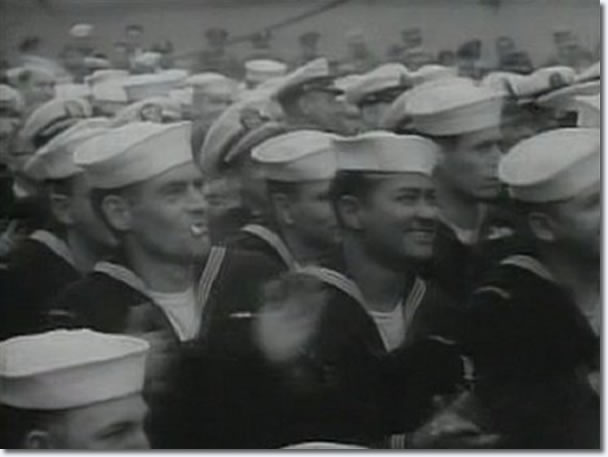 The Milton Berle Show : April 3, 1956 : Service personnel aboard the U.S.S. Hancock watch the show.