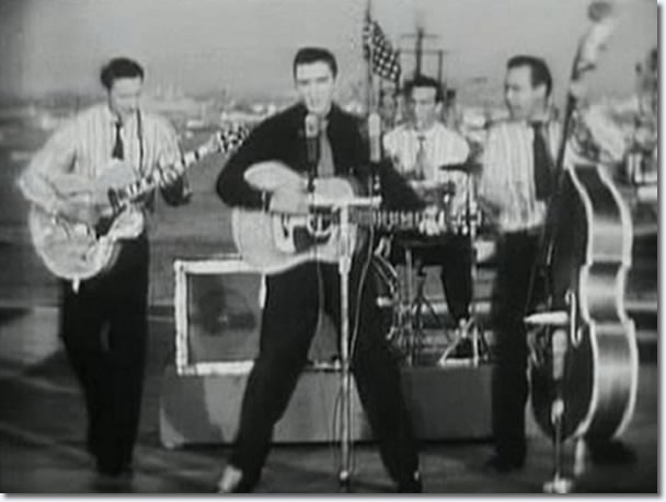 Scotty Moore, Elvis Presley, DJ Fontana and Bill Black : The Milton Berle Show : April 3, 1956.
