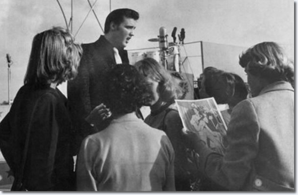Elvis with fans at San Diego : April. 3, 1956.