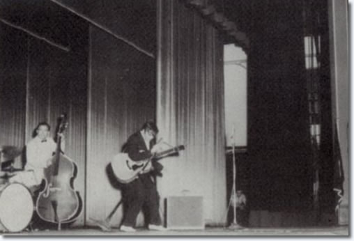 Bill Black and Elvis Presley onstage at the Mosque