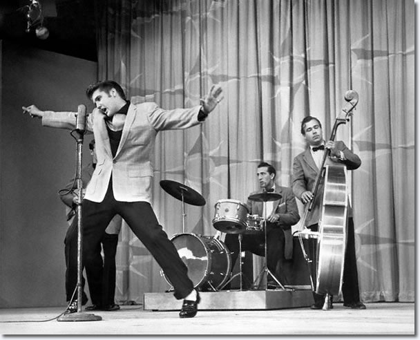 Scotty Moore, DJ Fontana, Elvis Presley and Bill Black : The Milton Berle Show Rehearsals : June 5, 1956.