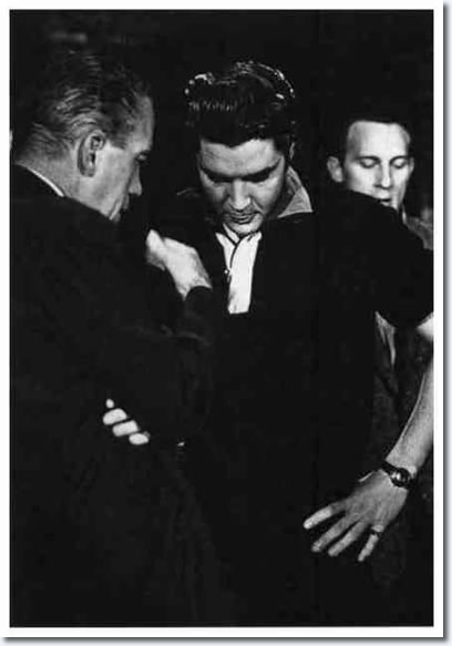 Ed Sullivan and Elvis Presley : Rehearsals : The Ed Sullivan Show : New York, October, 1956.