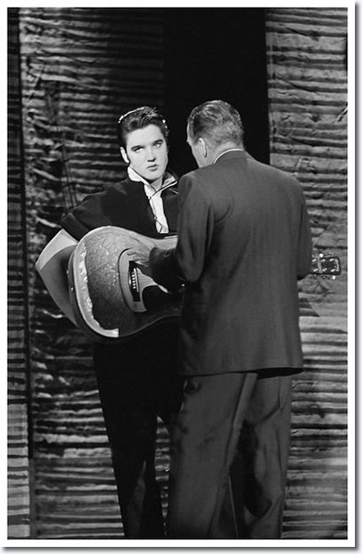 Elvis Presley and Ed Sullivan : Rehearsals : The Ed Sullivan Show : New York, October 26, 1956.