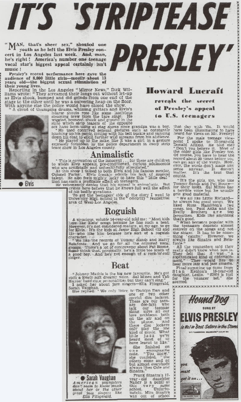 Elvis Presley Pan Pacific Auditorium, Los Angeles - Newspaper report October 28, 1957
