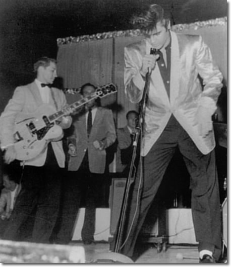 Scotty, Elvis and the Jordanaires onstage at Empire Stadium - Aug. 31, 1957