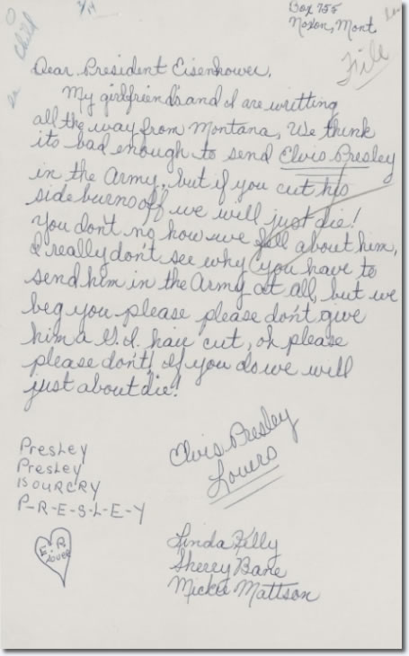 Elvis fan letter to President Eisenhower