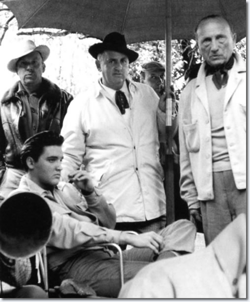 Elvis Presley and Colonel Tom Parker on the set of King Creole
