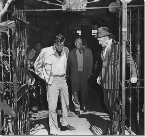 Hal Wallis, Elvis,Michael Curtiz and Dean Jagger on location. March 3,1958.