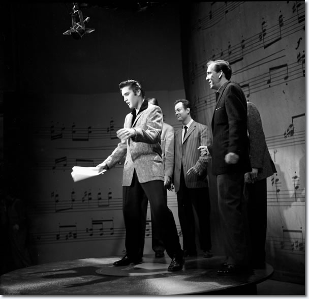 Elvis Presley rehearsing for The Ed Sullivan Show : January 6, 1957 : His third and final appearance.
