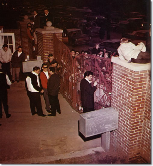 Elvis Presley at the gates of Graceland - March 12, 1960