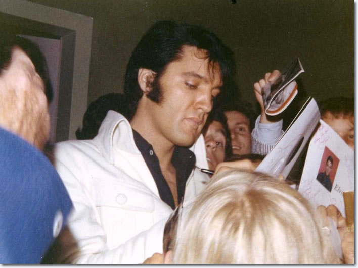 Elvis in the lobby of the International Hotel on August 17 when Elvis came for an autograph session.
