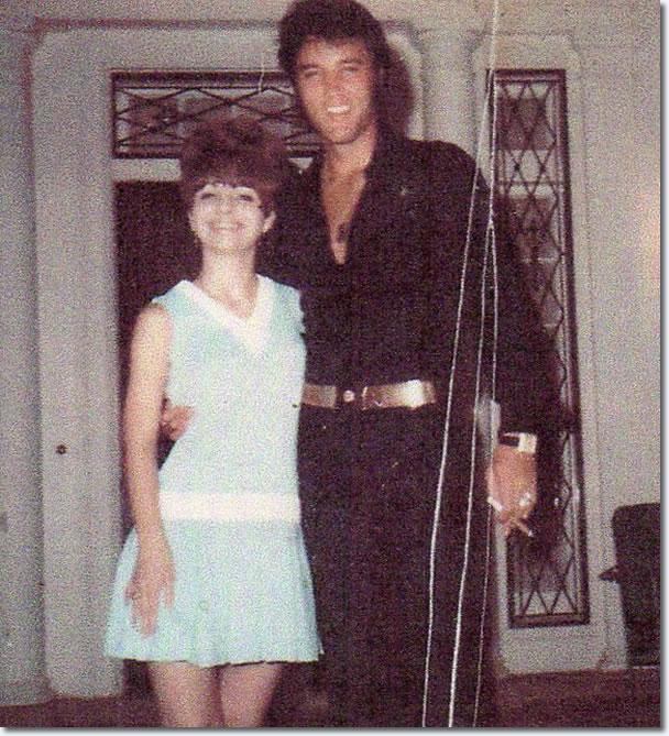 Elvis with Billy Stanley's Cousin Teresa outside the front door of Graceland.