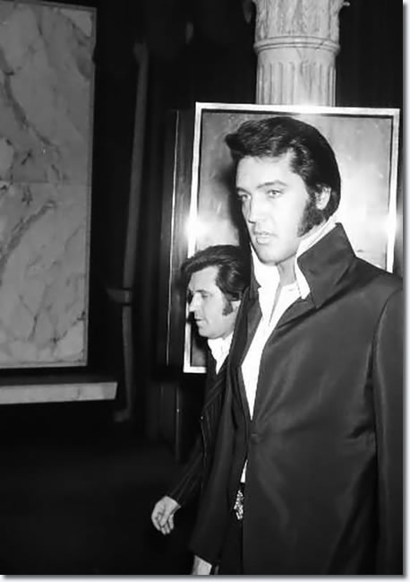 Charlie Hodge, Elvis Presley at a Nancy Sinatra show at Caesar's Palace in Las Vegas, Nevada : August 6, 1970. 