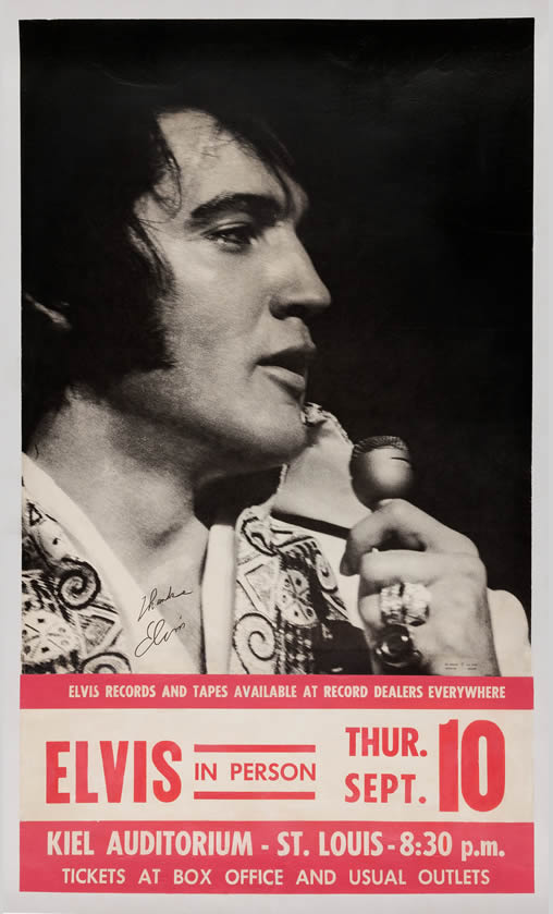 Elvis Presley 'In Person' St. Louis September 10, 1970 Concert Poster.