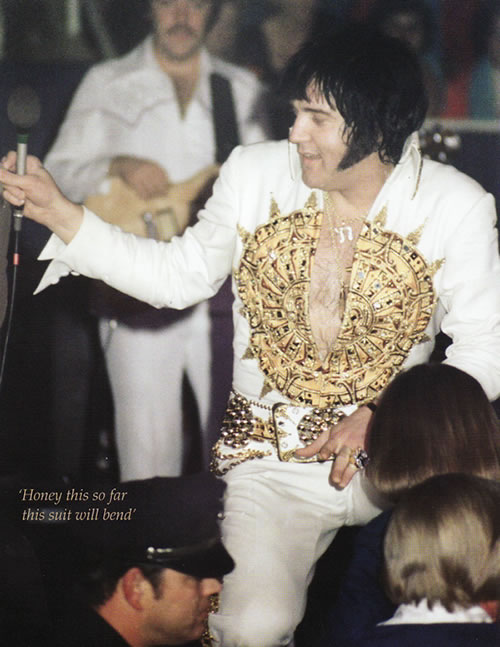 Elvis Presley on stage in Charlotte, NC on February 20, 1977.