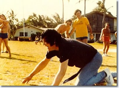 Elvis Presley playing Football in Hawaii March 1977