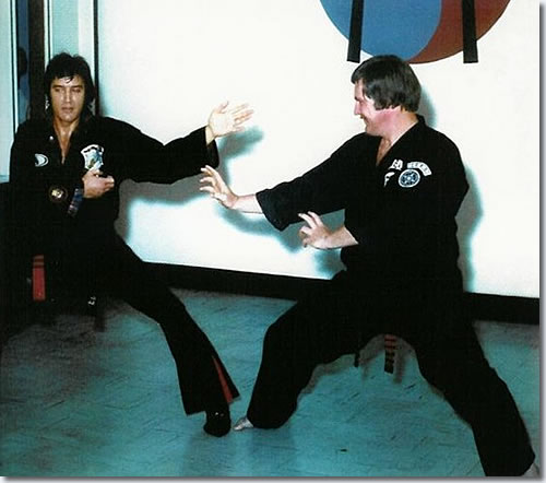 Elvis Presley giving a Karate demonstration in Memphis : July 4, 1974