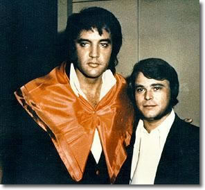 Elvis Presley with Wayne Jackson of the Memphis Horns at Stax Studios in Memphis, July 1973