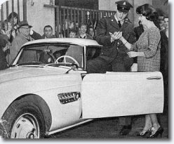 Elvis picking up his BMW 507 in Germany