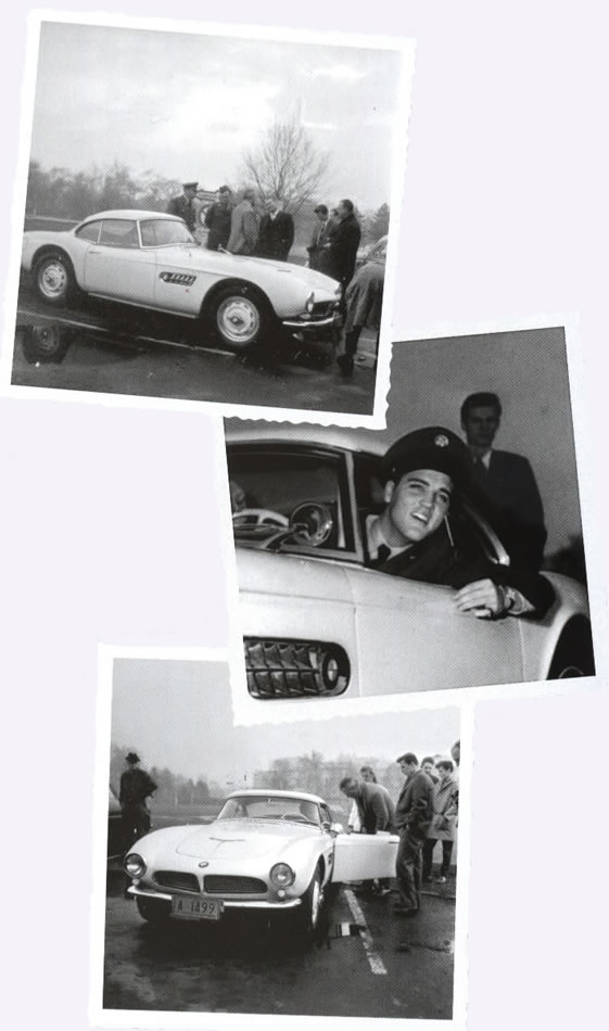 Elvis picking up his white BMW 507 - December 1958