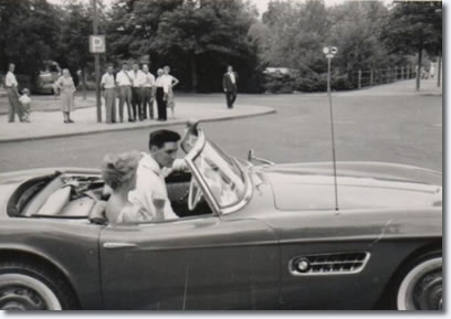 Elvis' in his red BMW 507.