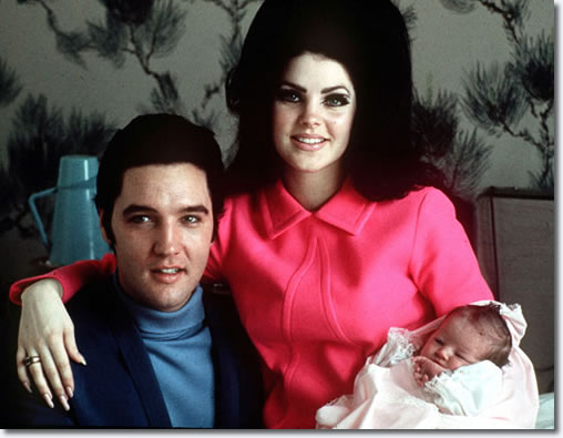 Elvis with wife Priscilla and daughter Lisa Marie in Memphis, 1968
