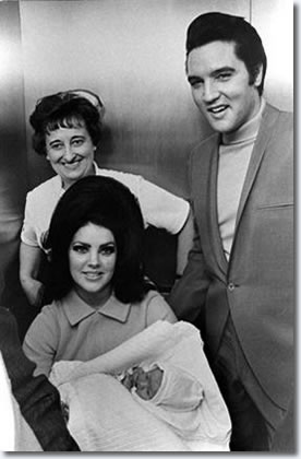 Elvis and Priscilla with baby Lisa Marie leaving hospital 1968