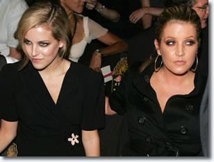 Like mother, like daughter: Lisa Marie Presley (pictured at right) made the fashion-show rounds with her daughter, Riley Keough. Here they’re pictured at the Anna Sui show on September 10. 