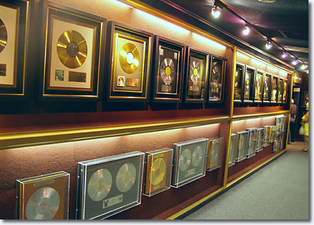 Trophy Room ... just a small sample of the hundreds of Elvis awards displayed at Graceland / Scott Jenkins